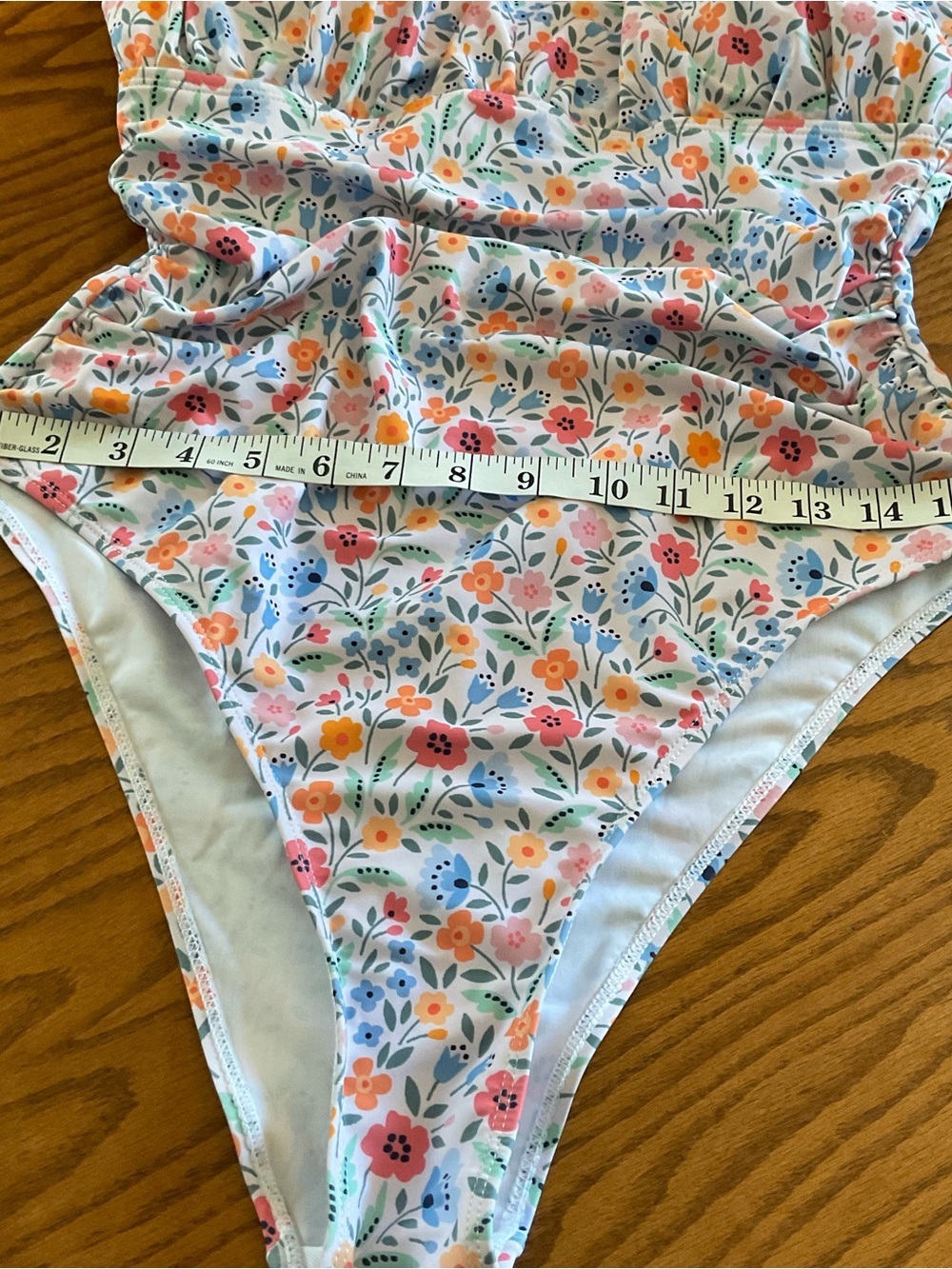 NWOT Floral Print Square Neck Thick Strap Elastic One-Piece Swimsuit, Sz XL - Picture 8 of 10